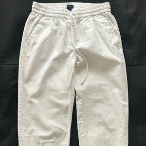 J.Crew White Linen Cotton Jogger Pants Women 4 White Elastic Waist